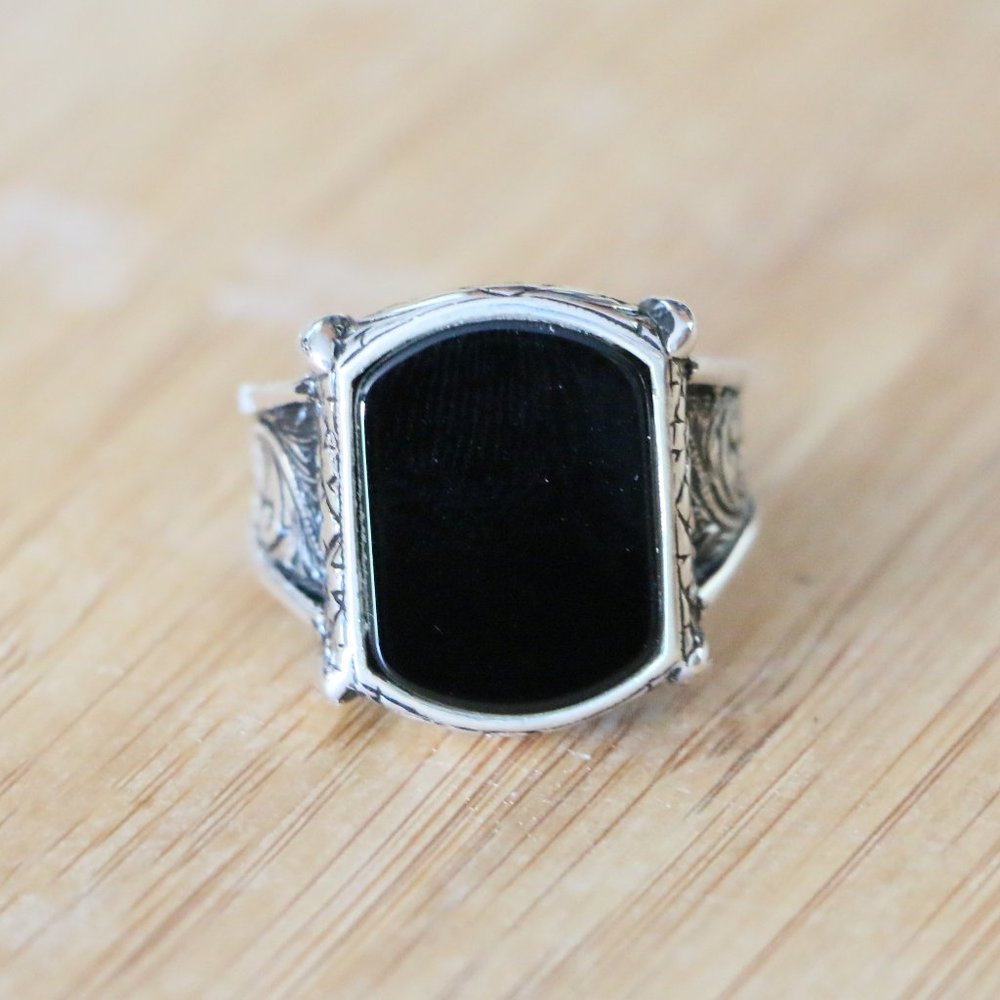 925 Sterling Silver Men's Rings with Black Onyx - Picture 2 of 8